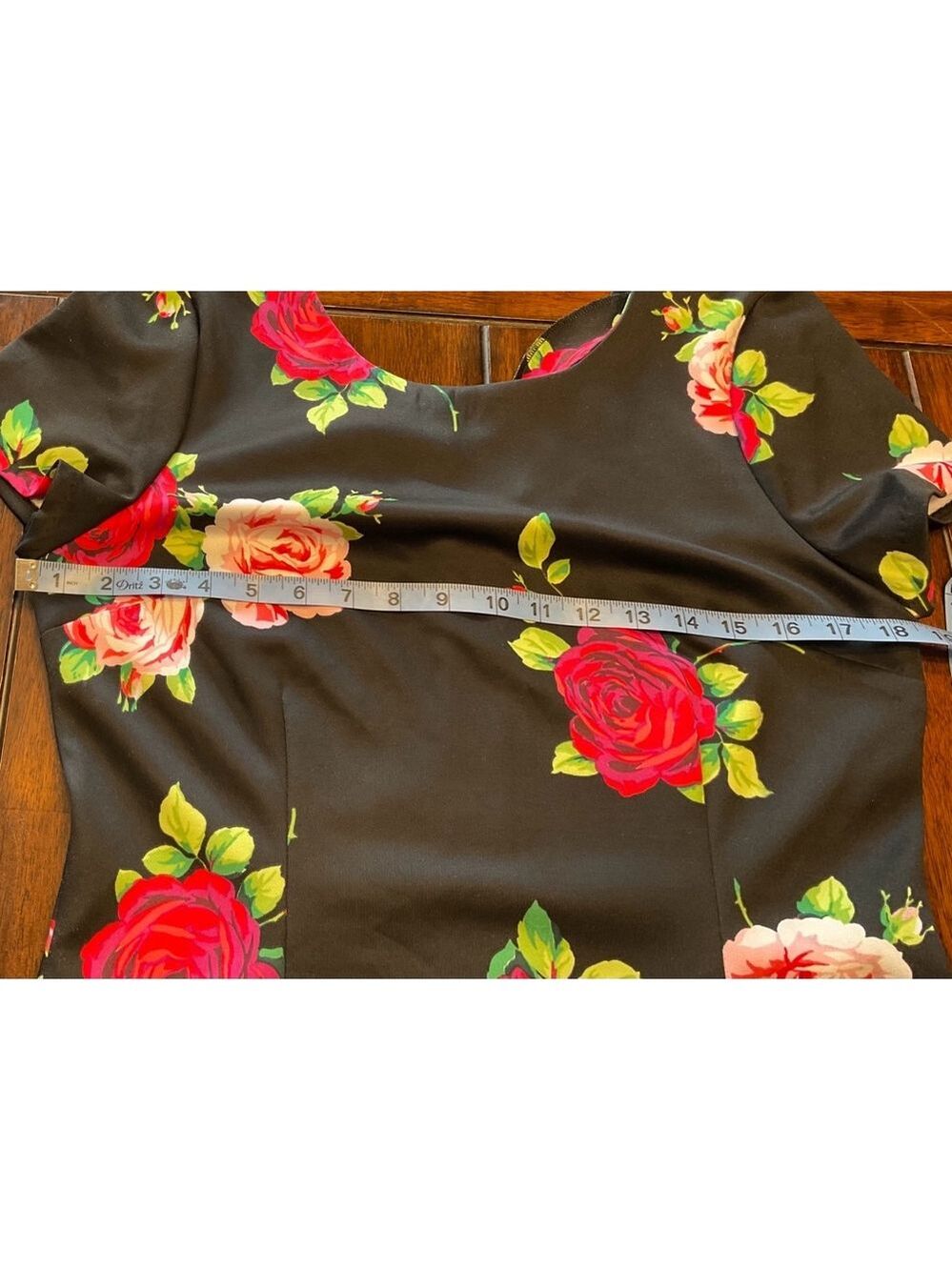 Women's Betsey Johnson Floral Dress Size 12 Black Red - Picture 6 of 8